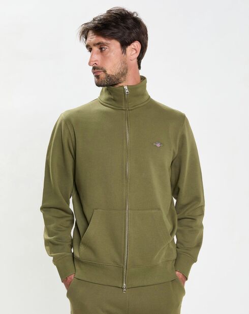 Sweat Fzip Col montant kaki