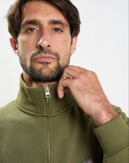 Sweat Fzip Col montant kaki