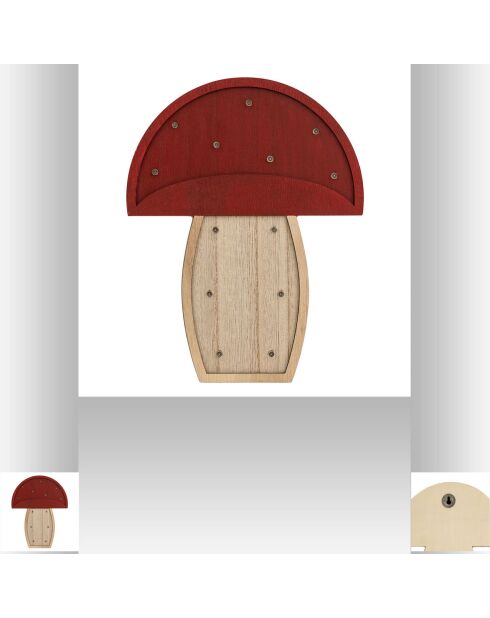 Lámpara de mesa en forma de seta de madera multicolor - 18x3x23 cm