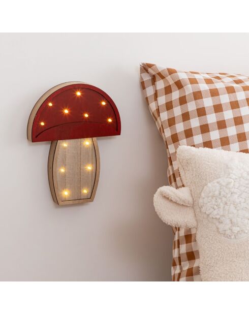Lampe à poser forme champignon bois multicolore - 18x3x23 cm
