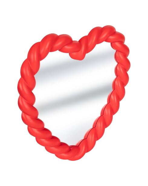Specchio intrecciato a cuore rosso Amour - 31x1,8x33 cm