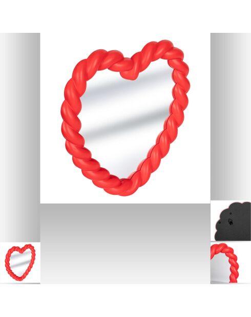 Specchio intrecciato a cuore rosso Amour - 31x1,8x33 cm