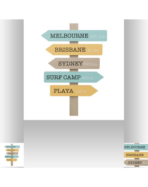 Decorazione murale Australia multicolore - 38x1,6x54 cm