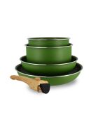 Batterie de cuisine amovible induction - 5 pièces olive