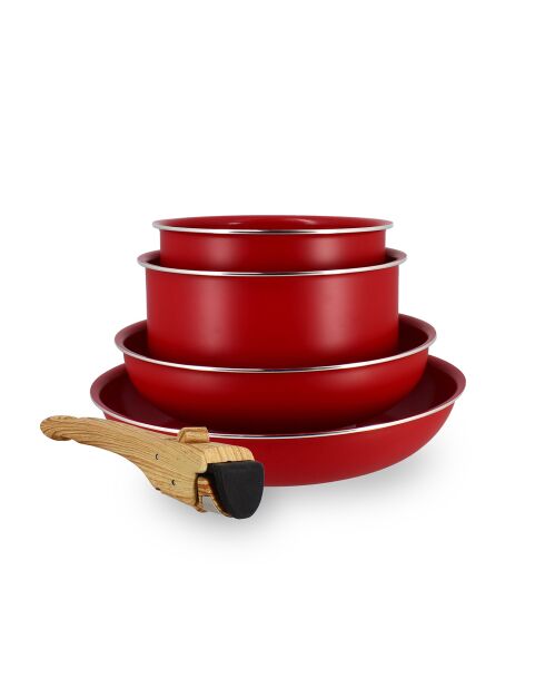 Batterie de cuisine amovible induction - 5 pièces magenta