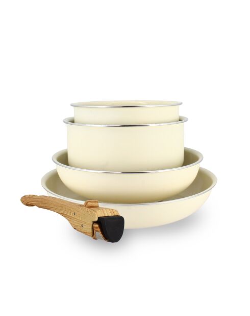 Batterie de cuisine amovible induction - 5 pièces crème