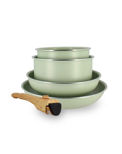 Batterie de cuisine amovible induction - 5 pièces celadon