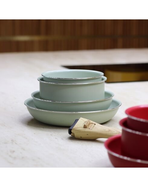 Batterie de cuisine amovible induction - 5 pièces celadon