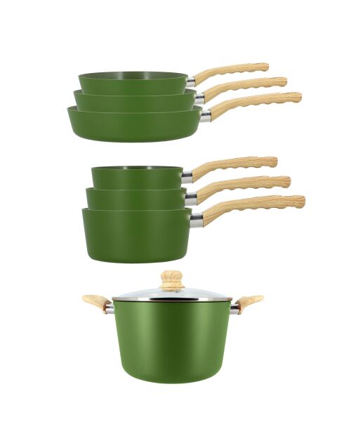 Batterie de cuisine Colorama induction - 7 pièces kaki