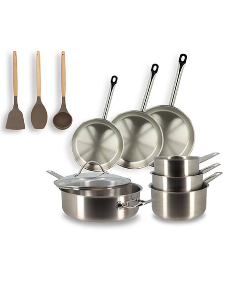 Batterie de cuisine Professionnel induction - 10 pièces gris