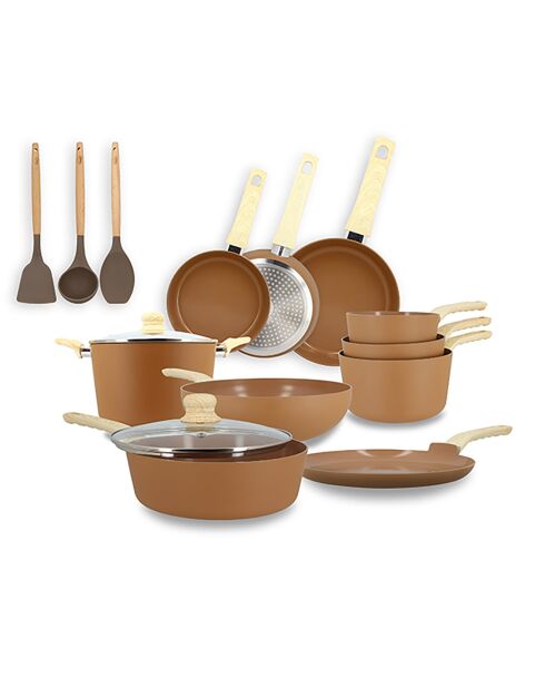 Batterie de cuisine Colorama induction - 13 pièces noisette