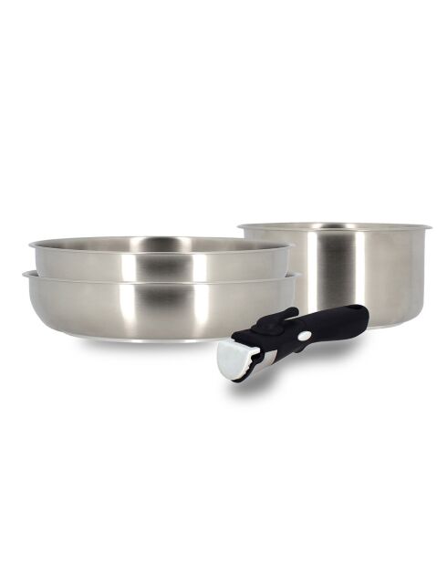 2 Poêles, casserole + poignée amovible Iris induction grises