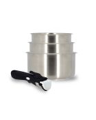 3 Casseroles + poignée amovible Iris induction grises