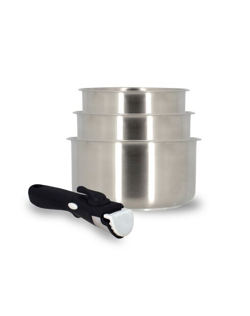 3 Casseroles + poignée amovible Iris induction grises