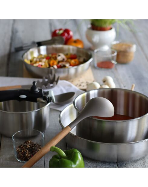 3 Casseroles + poignée amovible Iris induction grises