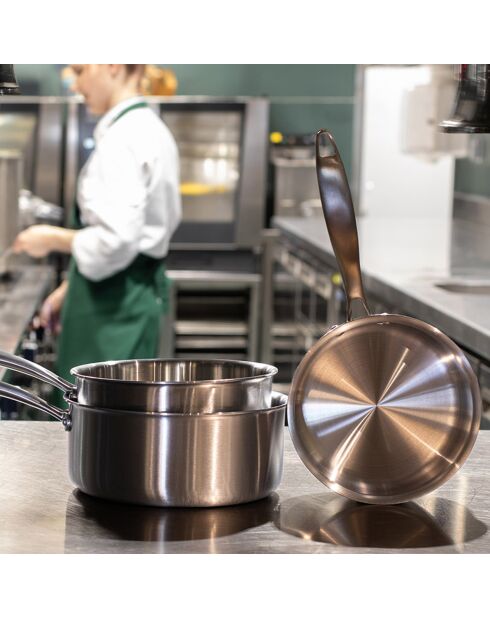 Casserole triply induction grise - 17.5x35x7.5 cm