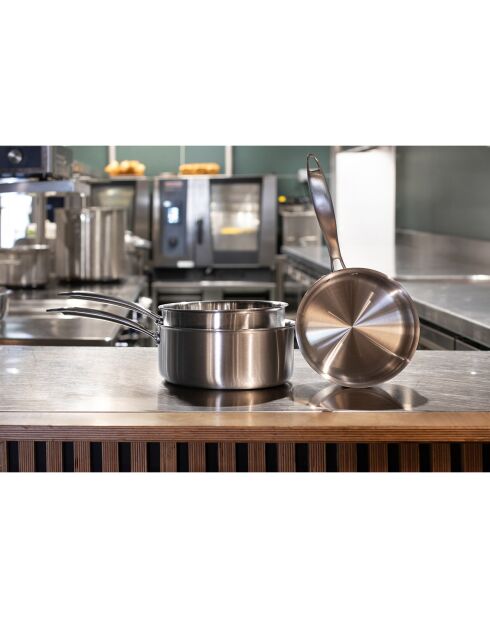 Casserole triply induction grise - 17.5x35x7.5 cm