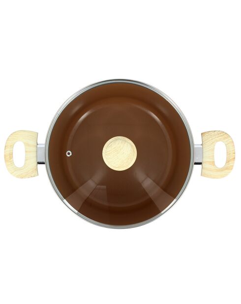 Colorama hazelnoot inductiekookpot met deksel - 38,5x25,5x16 cm