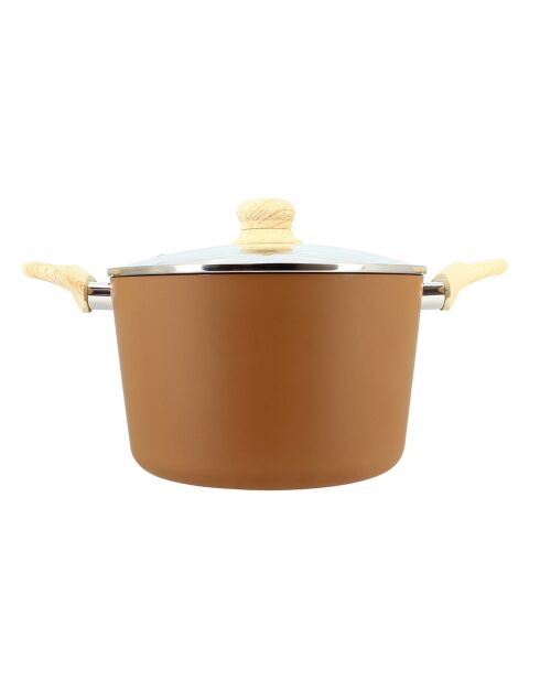 Colorama hazelnoot inductiekookpot met deksel - 38,5x25,5x16 cm