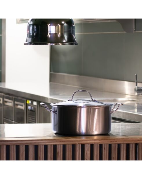 Triple kookpot met grijs inductiedeksel - 34x26,5x12 cm