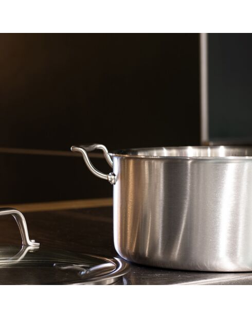 Triple kookpot met grijs inductiedeksel - 34x26,5x12 cm