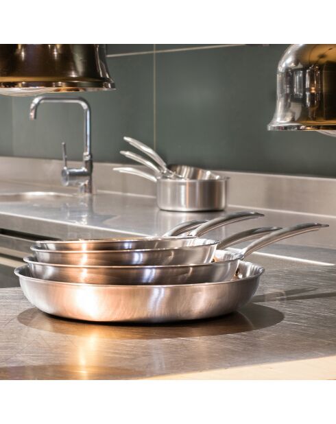 Poêle triply induction grise - 21.5x39.5x4 cm