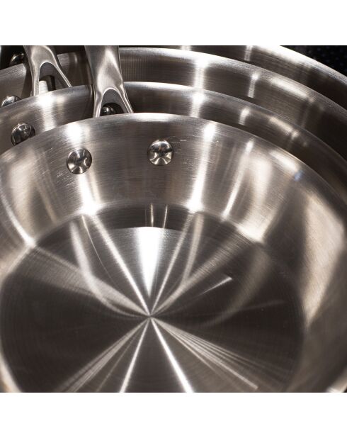 Poêle triply induction grise - 21.5x39.5x4 cm