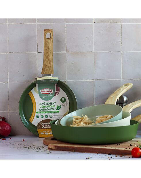 3 padelle Colorama a induzione kaki