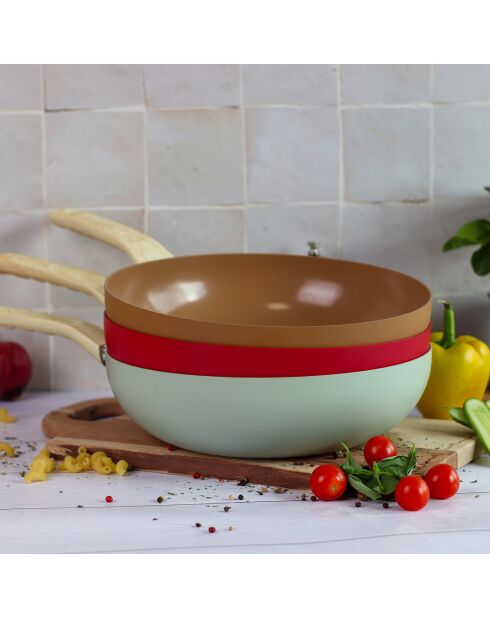 Wok Colorama induction noisette - 47.5x28x8 cm
