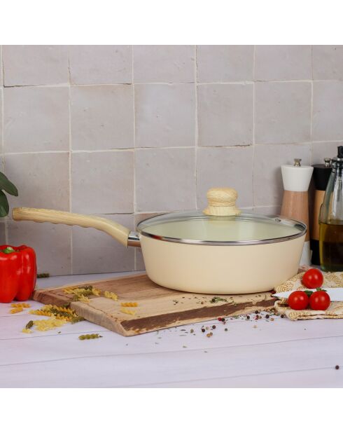 Sauteuse avec couvercle Colorama induction crème - 43.5x25x9 cm
