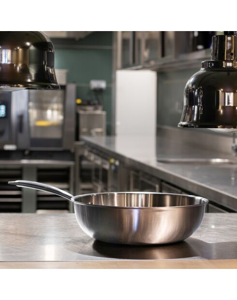 Wok de triple inducción gris - 46x24x9 cm