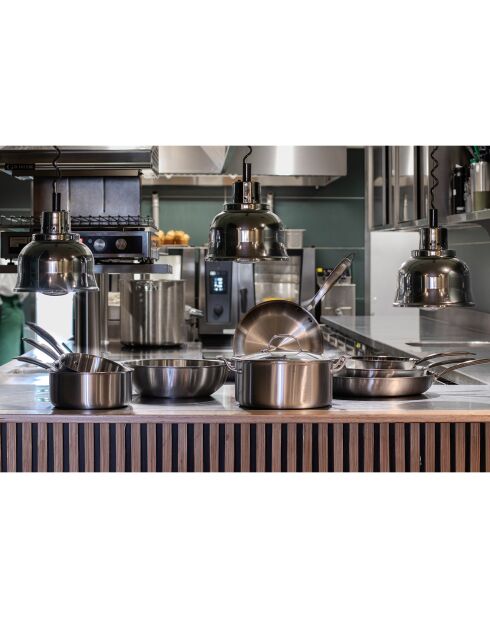 Wok de triple inducción gris - 46x24x9 cm
