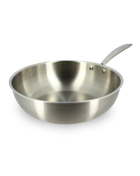 Wok de triple inducción gris - 29,5x50x8,5 cm