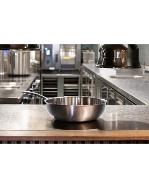 Wok de triple inducción gris - 29,5x50x8,5 cm
