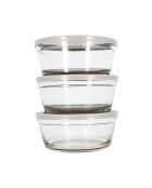 3 Bols en verre avec couvercle transparents -