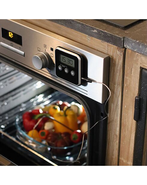 Thermomètre de cuisson électronique Oriane noir - 8x8x1.6 cm