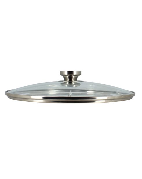 Pentola con coperchio in vetro grigio - 39x32x29,5 cm
