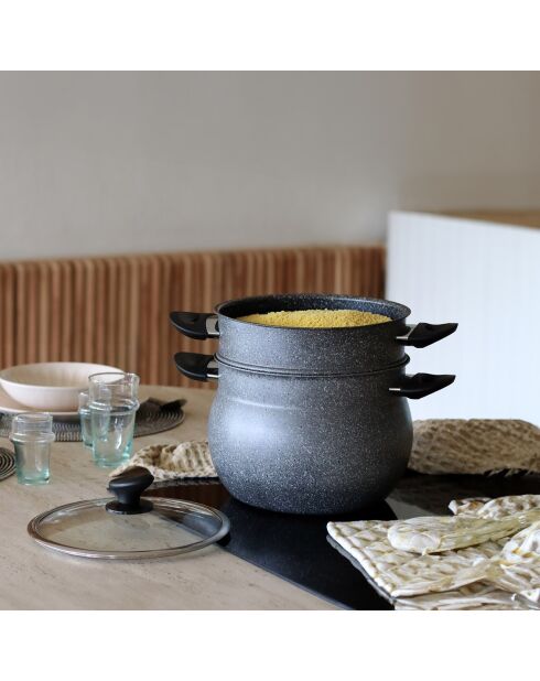 Cocina para cuscús con tapa de inducción gris - 30,5 x 30,5 x 28 cm