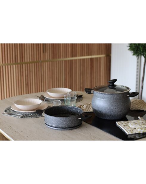 Cocina para cuscús con tapa de inducción gris - 30,5 x 30,5 x 28 cm