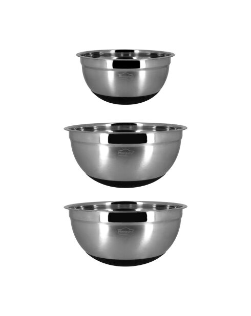 3 Bols à mélanger anti-dérapant gris