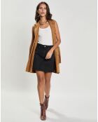 Veste longue en Velours de Cuir Elisabetta Vel camel
