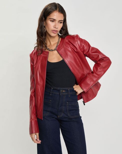 Blouson en Cuir d'Agneau Inaya brique