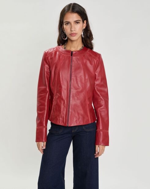 Blouson en Cuir d'Agneau Inaya brique