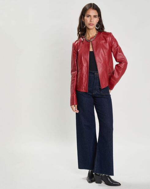 Blouson en Cuir d'Agneau Inaya brique