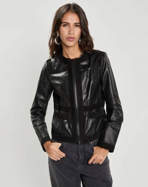 Veste en Cuir d'Agneau Fausta noire
