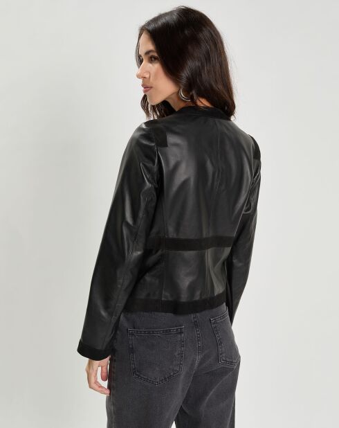 Veste en Cuir d'Agneau Fausta noire