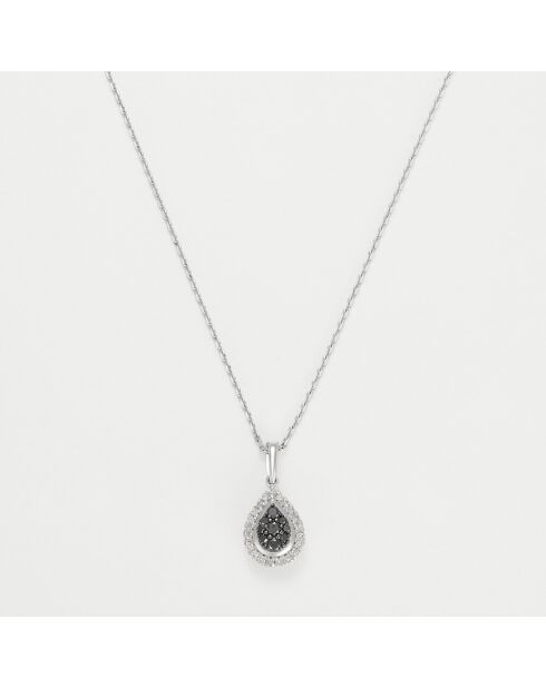 Ciondolo Milia con diamante da 0,09 ct e diamanti neri in oro bianco da 0,11 ct