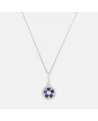 Pendentif Courtney Diamants 0.10 ct & Saphirs 0.36 ct or blanc