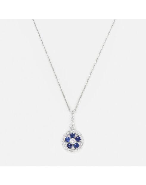 Pendentif Courtney Diamants 0.10 ct & Saphirs 0.36 ct or blanc