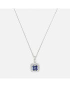 Ciondolo Harley con diamanti 0,075 ct e zaffiri 0,30 ct in oro bianco